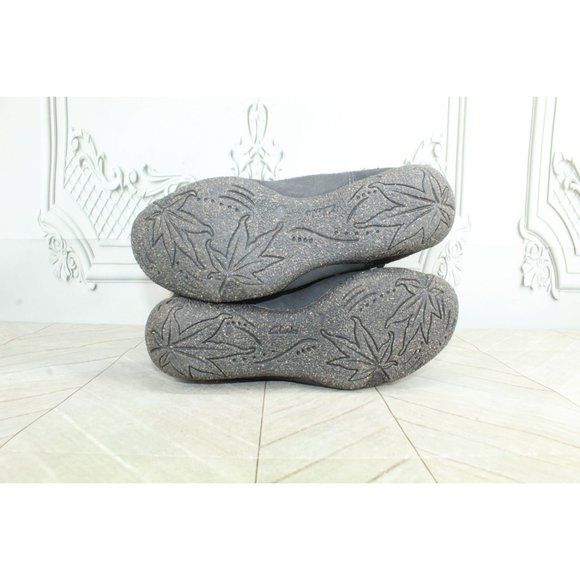 Clarks Black Suede Shearling Lined Side Zip Faux Fur Mid Calf Winter Boots 7 M - Picture 9 of 9